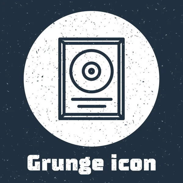 Grunge Ligne Disque Prix Dans Icône Cadre Isolé Sur Fond — Image vectorielle