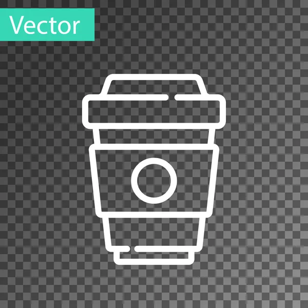 White Line Coffee Cup Icon Isolated Transparent Background Vector — Stock Vector