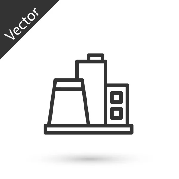 Szürke Vonal Factory Ikon Elszigetelt Fehér Háttérrel Ipari Épület Vektor — Stock Vector