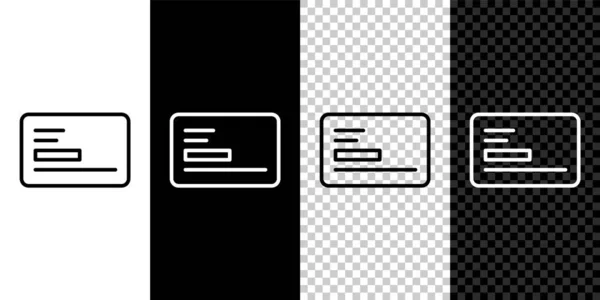设置线访问卡 名片图标孤立在黑白背景上 企业身份模板 — 图库矢量图片