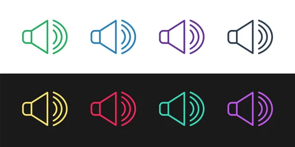 Establecer Línea Volumen Del Altavoz Símbolo Sonido Voz Audio Icono — Archivo Imágenes Vectoriales