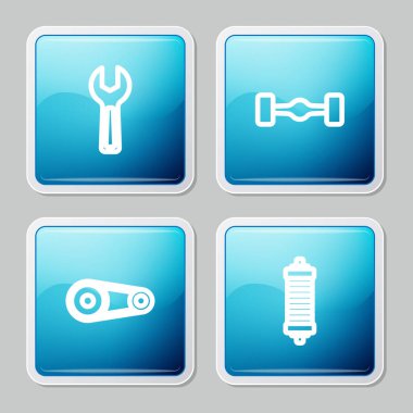 Hat anahtarı, Chassis arabası, zaman ayarlı kemer kiti ve şok emici simgesi ayarla. Vektör