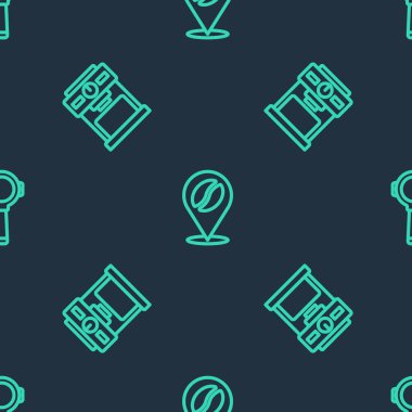 Sırayı kahve çekirdeği, kahve makinesi ve filtre tutacağı ile belirleyin. Vektör