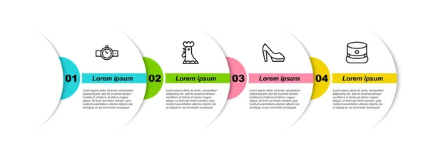 Set Line Polshorloge Franse Haan Damesschoen Kepi Bedrijfsinfographic Sjabloon Vector — Stockvector