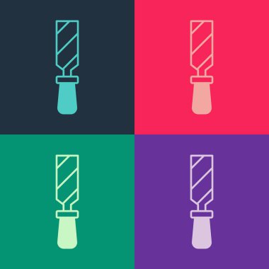 Pop Art Rasp metal dosya simgesi renk arkaplanında izole edildi. Ahşap ve metalle çalışmak için Rasp. Tezgah ve atölye için alet. Vektör