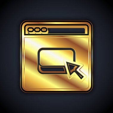 Altın Tarayıcı dosya simgesi siyah arkaplanda izole edildi. Vektör