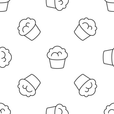 Gri çizgi Kek ikonu beyaz arka planda kusursuz desen izole etti. Vektör