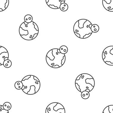 Gri çizgi Dünya ikonu beyaz arka planda izole edilmiş kusursuz desen. Dünya ya da Dünya işareti. Küresel internet sembolü. Geometrik şekiller. Vektör