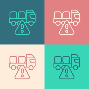 Pop Sanat Hattı Kargo Aracı ikonu Renk arkaplanında izole edildi. Vektör