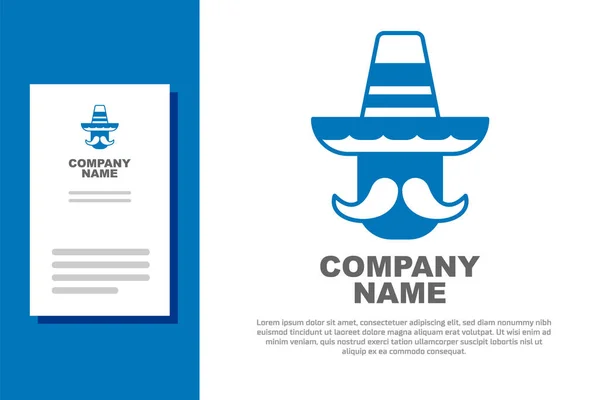 Blue Mexican Man Wearing Sombrero Icon Isolated White Background Hispanic — Stock Vector