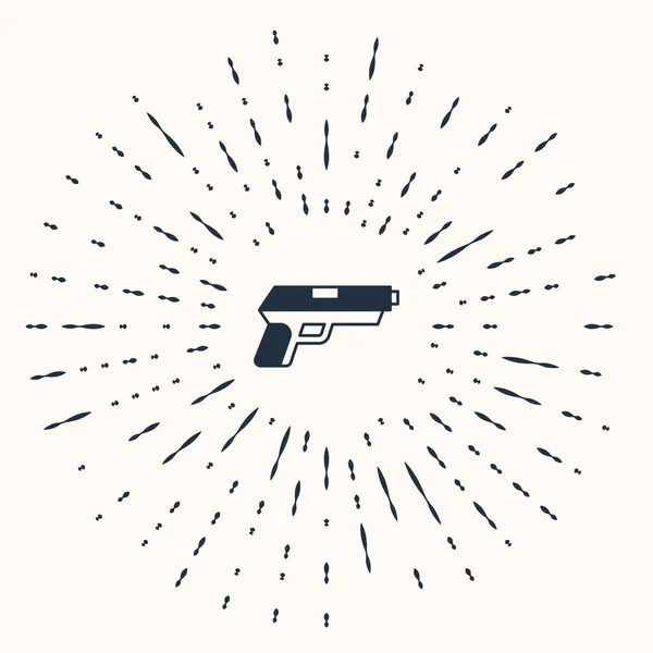 Grey Pistol Gun Icon Isolated Beige Background Police Military Handgun — Stock Vector