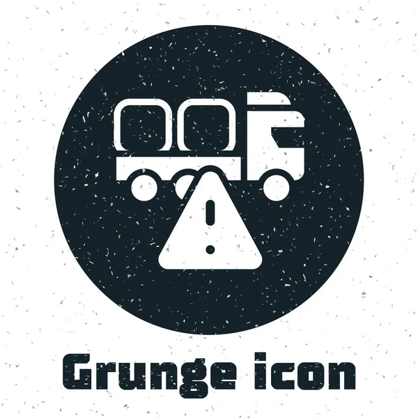 Grunge Stop Entrega Camión Carga Icono Del Vehículo Aislado Sobre — Vector de stock