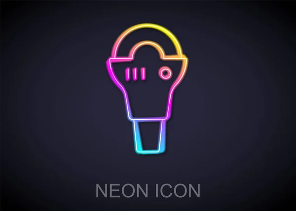 Leuchtende Neon Linie Winkelschleifer Symbol Isoliert Auf Schwarzem Hintergrund Vektor — Stockvektor