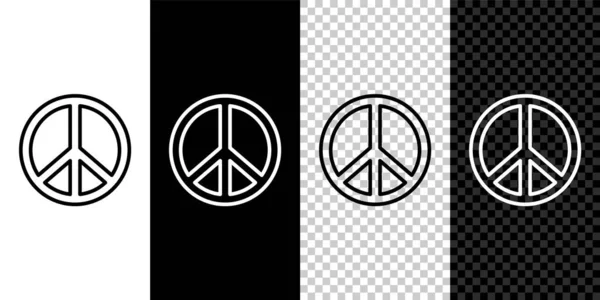 Nastavit Čáru Ikona Míru Izolovaná Černobílém Průhledném Pozadí Hippie Symbol — Stockový vektor
