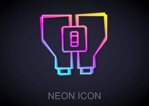 Zářící Neonová Čára Binokulární Ikona Izolovaná Černém Pozadí Najdi Softwarové — Stockový vektor