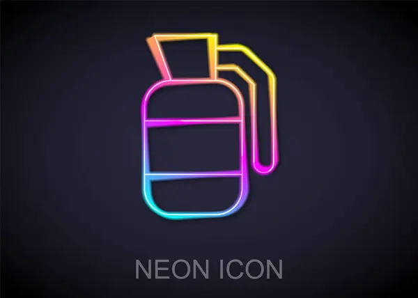 Glödande Neon Line Hand Granat Ikon Isolerad Svart Bakgrund Bomb — Stock vektor