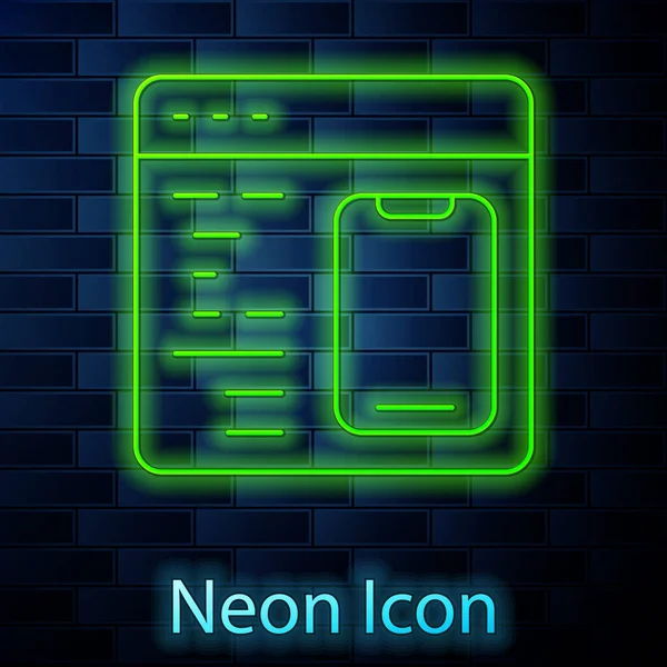 글로잉 소프트웨어 Glowing Neon Line Software 개발자 프로그래밍 아이콘은 배경에 — 스톡 벡터