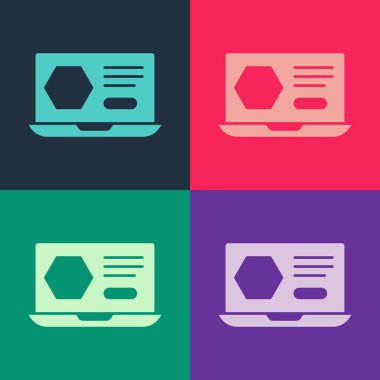 Pop art Honey çevrimiçi servisi veya platform simgesi renk arkaplanında izole edildi. Kırsal organik ürün. Çevrimiçi iş. Vektör