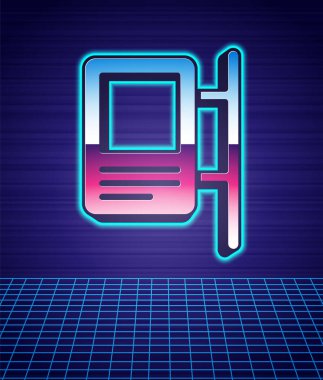 Retro stili trafik levhası. İmza simgesi gelecekten izole edilmiş peyzaj arka planı. İşaretçi sembolü. İzole sokak bilgi levhası. Yön tabelası. 80 'lerin moda partisi. Vektör