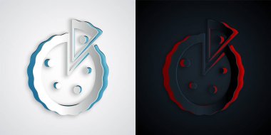 Kağıt kesiği, gri ve siyah arkaplanda izole edilmiş ev yapımı turta ikonu. Kağıt sanatı tarzı. Vektör