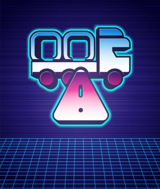 Retro style Stop kargo aracı ikonu izole edilmiş geleceksel manzara. 80 'lerin moda partisi. Vektör