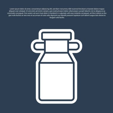 Mavi çizgi konteynır mavi arka planda izole edilmiş süt ikonu için. Vektör