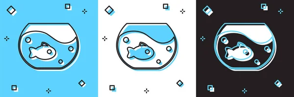 Ensemble Aquarium Avec Icône Poisson Isolé Sur Fond Bleu Blanc — Image vectorielle