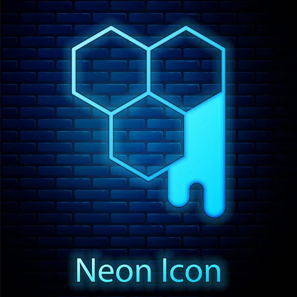 Icona Neon Incandescente Nido Ape Isolata Sfondo Muro Mattoni Simbolo — Vettoriale Stock