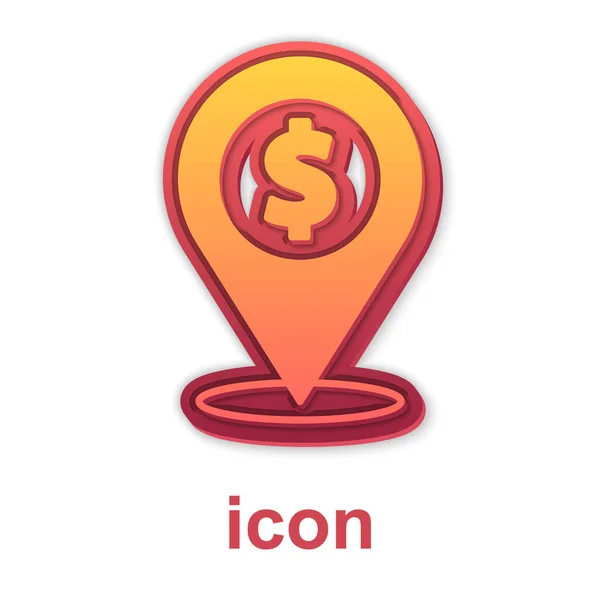 Gold Cash Location Pin Symbol Isoliert Auf Weißem Hintergrund Zeiger — Stockvektor