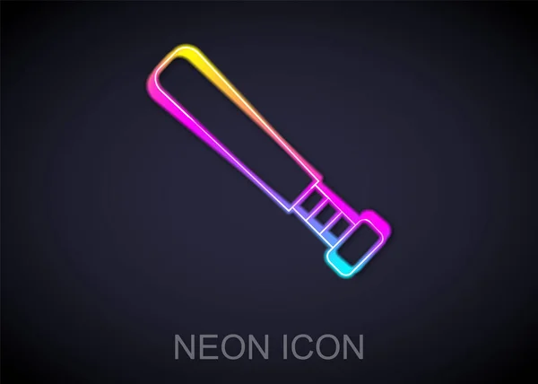 Glödande Neon Linje Baseball Bat Ikon Isolerad Svart Bakgrund Vektor — Stock vektor