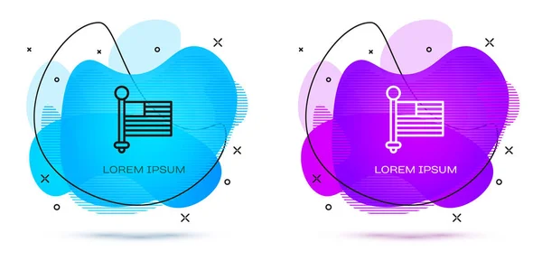 线条美国国旗图标孤立在白色背景 美国国旗 美利坚合众国 带液体形状的抽象横幅 — 图库矢量图片