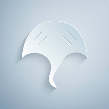 Kağıt kesiği, gri arkaplanda izole edilmiş Stingray simgesi. Kağıt sanatı tarzı. Vektör..