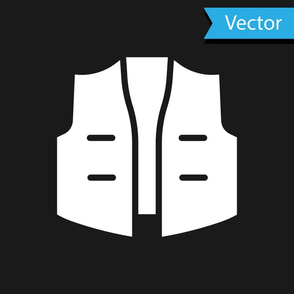 Символ Белой Рыбацкой Куртки Выделен Черном Фоне Рыболовный Жилет Вектор — стоковый вектор