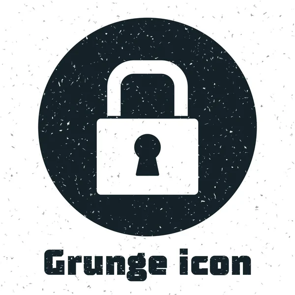 Grunge Lock Symbol Isoliert Auf Weißem Hintergrund Vorhängeschloss Sicherheit Sicherheit — Stockvektor