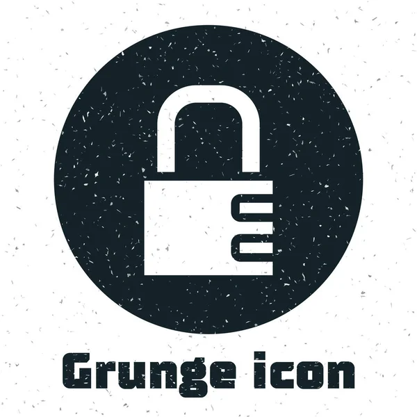 Grunge Güvenli Kombinasyon Kilidi Simgesi Beyaz Arkaplanda Izole Edildi Kombinasyon — Stok Vektör