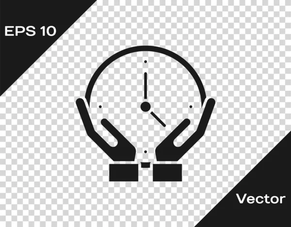 Ikona Černé Hodiny Izolovaná Průhledném Pozadí Časový Symbol Vektor — Stockový vektor
