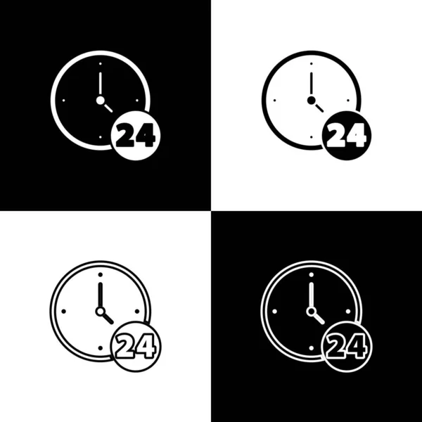 Set Reloj Horas Icono Aislado Sobre Fondo Blanco Negro Todo — Archivo Imágenes Vectoriales