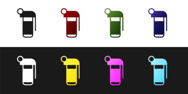 El bombası simgesini siyah beyaz arkaplanda izole et. Bomba patlaması. Vektör.