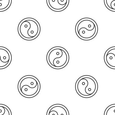 Gri çizgi Yin Yang armoni ve denge sembolü beyaz arkaplanda izole edilmiş kusursuz desen. Vektör.