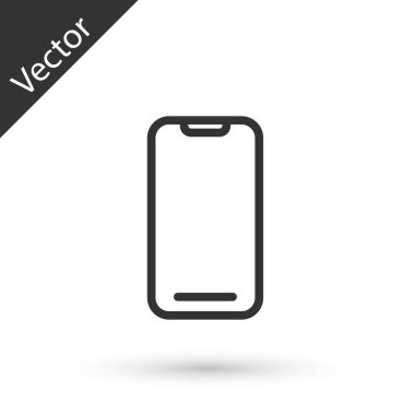 Gri Akıllı Telefon, beyaz arkaplanda izole edilmiş bir cep telefonu simgesi. Vektör.