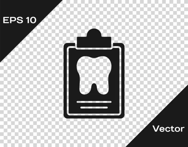 Portapapeles Negro Con Tarjeta Dental Historial Médico Del Paciente Icono — Vector de stock