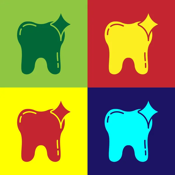 Pop Art Ząb Wybielanie Koncepcja Ikona Izolowane Tle Koloru Symbol — Wektor stockowy