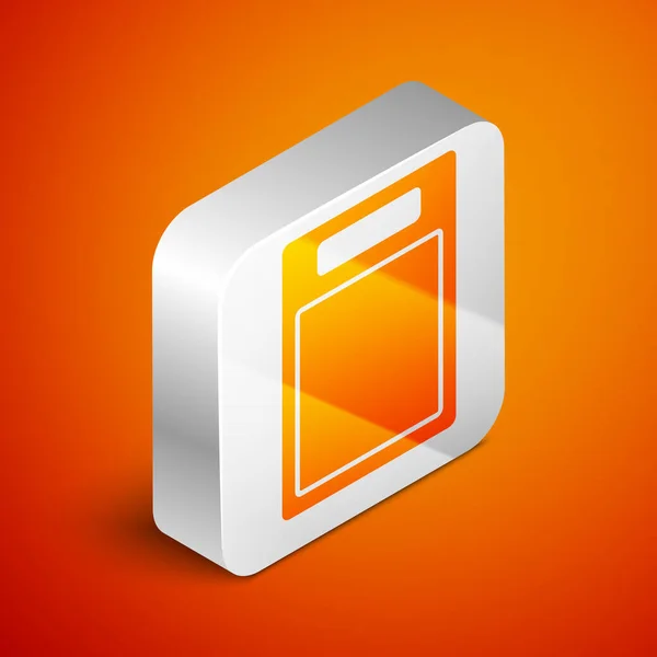 Isometrisk Skärbräda Ikon Isolerad Orange Bakgrund Hacka Brädan Symbol Silverfyrkantig — Stock vektor