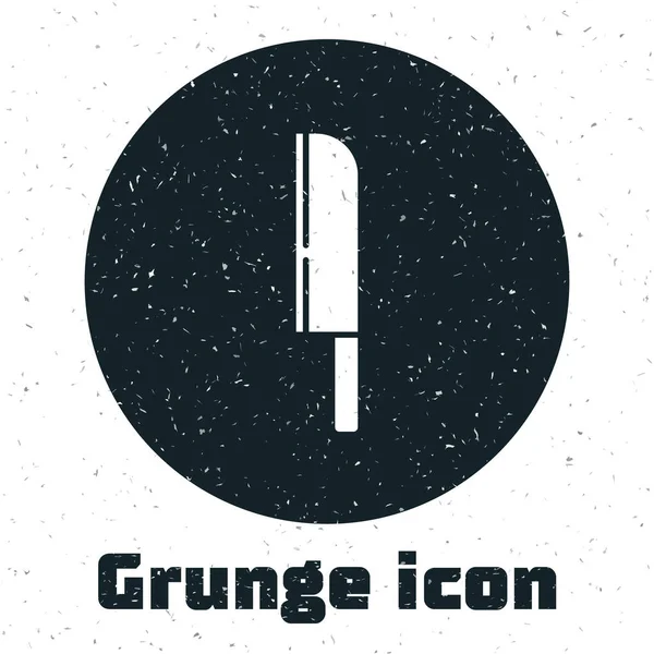 Grunge Knife Icoon Geïsoleerd Witte Achtergrond Bestek Symbool Monochrome Vintage — Stockvector