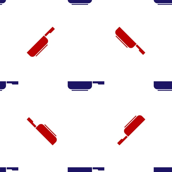 Icône Poêle Bleue Rouge Motif Isolé Sans Couture Sur Fond — Image vectorielle