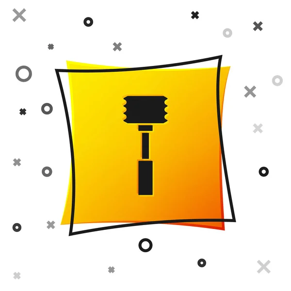 Black Kitchen Hammer Icon Isolated White Background Meat Hammer Yellow — Stock Vector