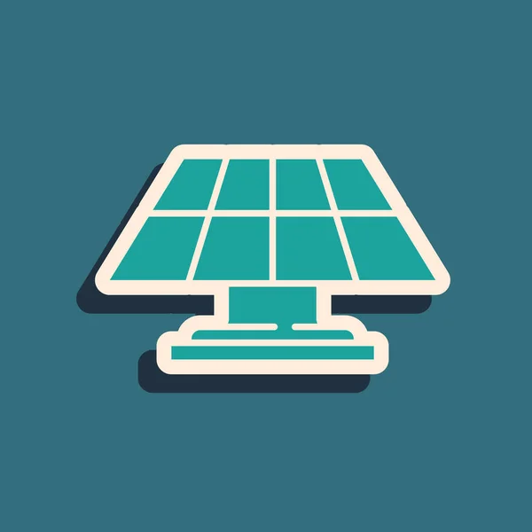 Ícone Painel Energia Solar Verde Isolado Fundo Verde Estilo Sombra — Vetor de Stock