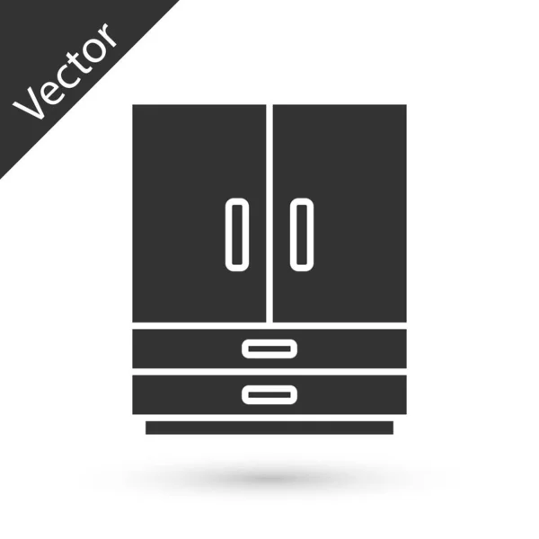 Grey Wardrobe Icon Isolated White Background Vector — Stock Vector