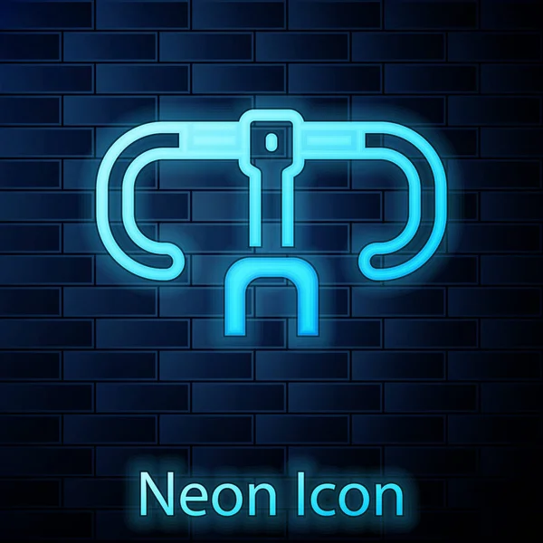 Glowing Neon Bicycle Handlebar Icon 배경에 Vector — 스톡 벡터