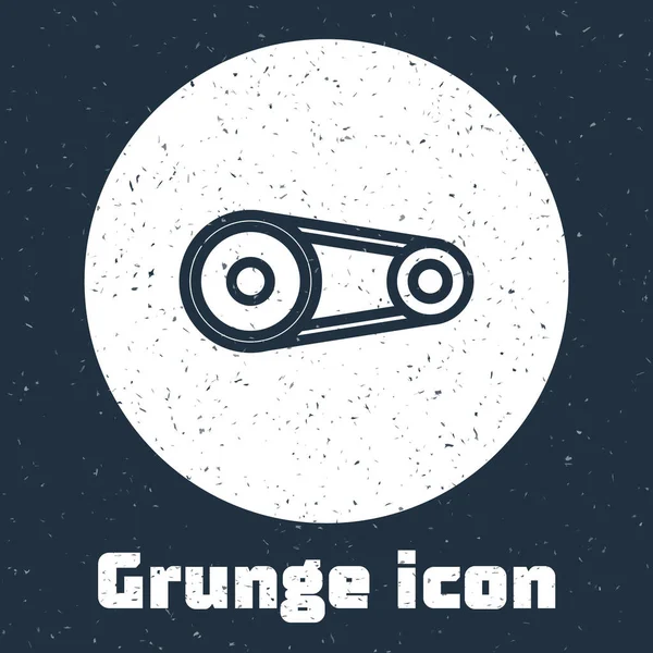 Grunge Line Zahnriemen Kit Symbol Isoliert Auf Grauem Hintergrund Monochrome — Stockvektor